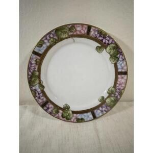 Hand Painted Japan Bone China Plate Floral Gold Trim 8.25” Vintage